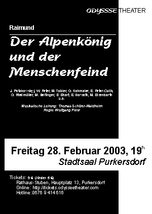 Der Alpenknig und der Menschenfeind, Plakat zur Auffhrung am 28. Februar 2002 als PDF-Datei