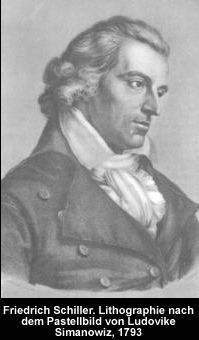 Friedrich Schiller. Lithographie nach dem Pastellbild von Ludovike Simanowiz, 1793