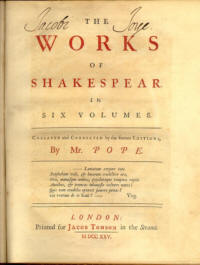 The Works of Shakespeare in Six Volumes